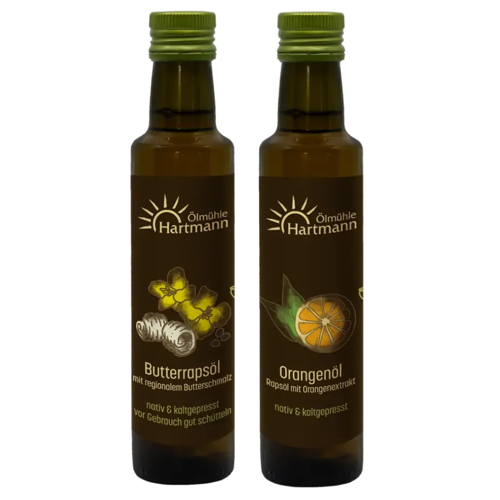 Backzeit-Duo – Butterrapsöl 0,25 l & Orangenöl 0,25 l