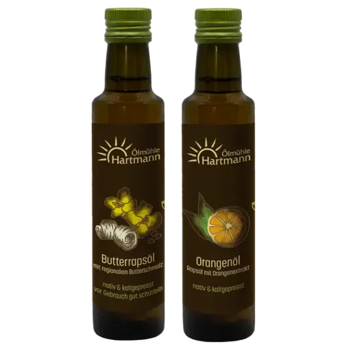 Backzeit-Duo – Butterrapsöl 0,25 l & Orangenöl 0,25 l